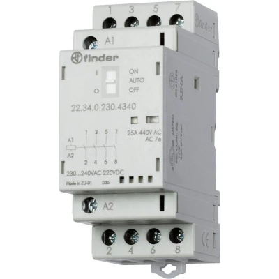 Afbeelding van Finder 22.34.0.012.4640 Contactor 2x NO, NC 12 V/DC, V/AC 25 A 1 stuk(s)