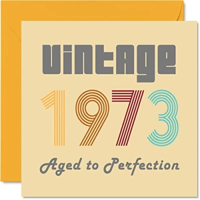 Afbeelding van Verjaardagskaarten 51 jaar voor mannen en vrouwen Vintage 1973 Aged To Perfection Grappige verjaardagskaart hem haar, 145 mm x beste vriendin, mama, papa, broer, zus,