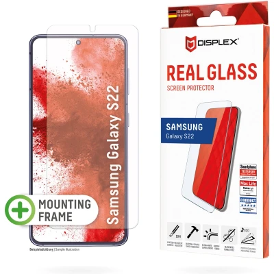 Afbeelding van Displex Real Glass Premium Screenprotector met Applicator voor Samsung Galaxy S22 Transparant