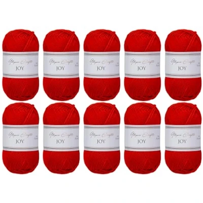 Afbeelding van Utopia Crafts JOY 10 bollen brei en haakgaren, effen, zacht, onderhoudsvriendelijk, 100% polyacryl, 150 m, rood