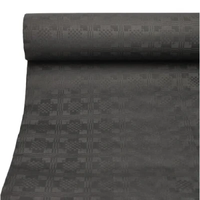 Afbeelding van DeinPack 1 rol tafelkleed m x 50 zwart damast wegwerptafelkleed lang en breed ideaal voor alle feesten, verenigingsfeesten, verjaardagsfeesten