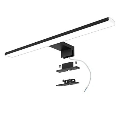 Afbeelding van Azhien Led spiegellamp voor badkamer, 10 W, 820 lm, 40 cm, wandlamp, spiegellamp, koudwit, 6000 K, 3 in 1, 230 V, led, IP44, zwart