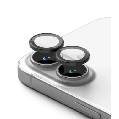 Afbeelding van Ringke Camera frameglas [2 stuks] compatibel met iPhone 16 Plus/16 camerabescherming, HD kwaliteit, gehard glas, unieke lensbescherming aluminium frame, zwart