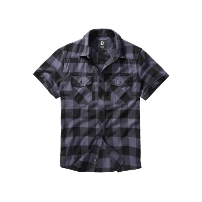 Afbeelding van Brandit Checkshirthalfsleeve Overhemd, Heren, Maat: 5XL, Blackgrey
