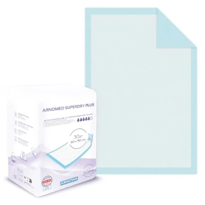 Afbeelding van 30 x ARNOMED wegwerponderlegger, 60 90 cm, absorberende incontinentiematrasbeschermer voor eenmalig gebruik, aankleedkussen baby&#039;s, cellulose onderleggers, 5 lagen het bed bij