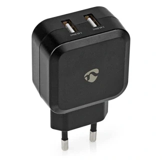 Afbeelding van USB A oplader Nedis 2 poorten (USB A, 24W, Zwart)