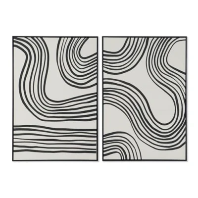 Afbeelding van Schilderij Home ESPRIT Zwart Beige Modern 83 x 4,5 123 cm (2 Stuks)