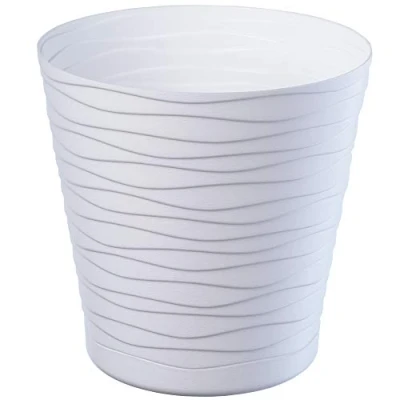 Afbeelding van KADAX Bloempot met onderzetter, plantenbak voor binnen, lichte bloempot, van kunststof, ronde sierpot bloemen, planten, huis, (17 cm, wit)