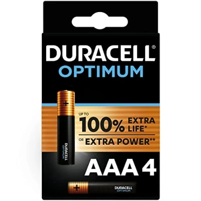 Afbeelding van Duracell Optimum, Wegwerpbatterij, AAA, Alkaline, 1,5 V, 4 stuk(s), Meerkleurig