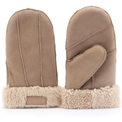 Afbeelding van Warmbat Mitten Women Lammy patchwork Dames Wanten Camel