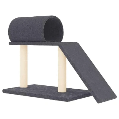 Afbeelding van vidaXL Kattenmeubel met tunnel en ladder 55,5 cm donkergrijs