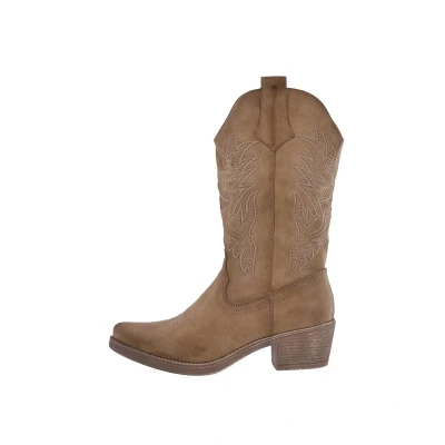 Afbeelding van Elara Cowboy/Bikerlaarzen, Dames, Maat: 36, Natur Schoenen