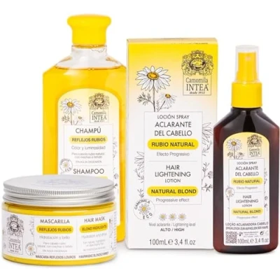 Afbeelding van Intea Camomila Verhelderende behandeling voor haar Natuurlijke blonde bleeklotion 100 ml + reflexshampoo 250 blond reflecterend masker