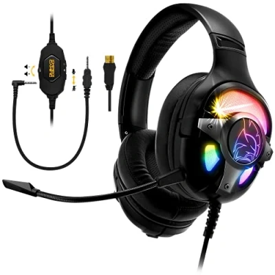 Afbeelding van EMPIRE Gaming WarCry G W10 Headset RGB 7.1 surround sound virtuele software PS5, PS4, Xbox One/Series, Switch, PC, Mac, Smartphones, Tablets Afstandsbediening Afneembare microfoon