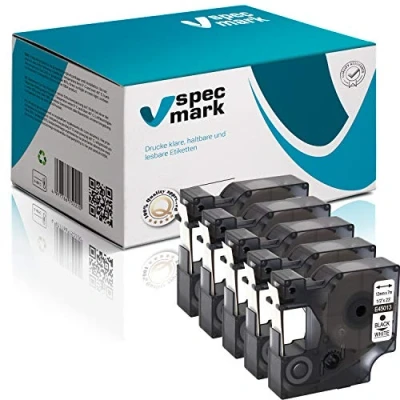 Afbeelding van specmark compatibel met DYMO D1 45013 S0720540 12 mm x 7 m 5 stuks zwart op wit LM LP Label Point LW Writer Duo labelmanager