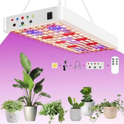 Afbeelding van BestYiJo LED groeilamp volledig spectrum 100W met Veg/Bloom dubbele schakelaar, 240 lampkralen, afstandsbediening bediening, kweeklamp 10 functies Daisy Chain