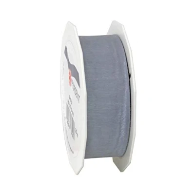Afbeelding van C.E. Pattberg Organza lint van sterling zilver, transparant, 25 m breed, 2,5 cm accessoires voor decoratie en handwerk, decoratielint geschenken, elke gelegenheid