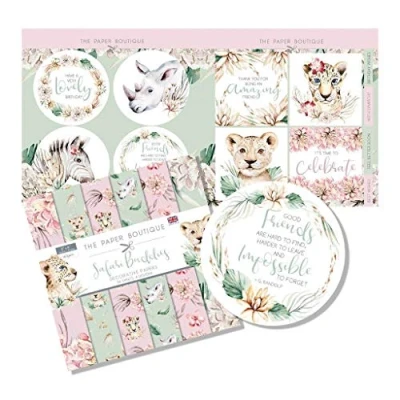Afbeelding van The Paper Boutique Papierset Safari Buddies 8x8 inch 36 + 32 stuks