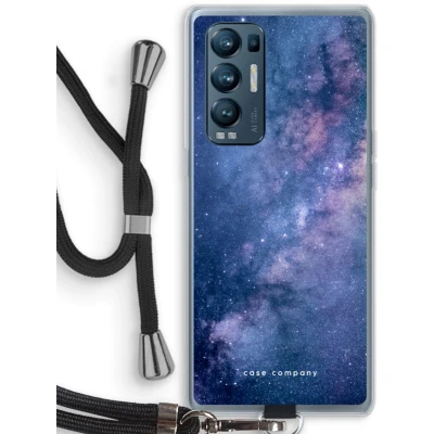 Afbeelding van Case Company® hoesje met Koord geschikt voor Oppo Find X3 Neo Nebula Telefoonhoesje Zwart Bescherming aan alle Kanten en Over de Schermrand