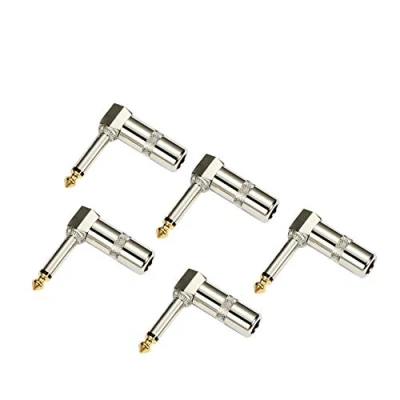 Afbeelding van HSP HSWITI 5 stuks 6,35 mm haakse TS mono stekker soldeerstekker voor luidspreker/gitaar/microfoonkabel