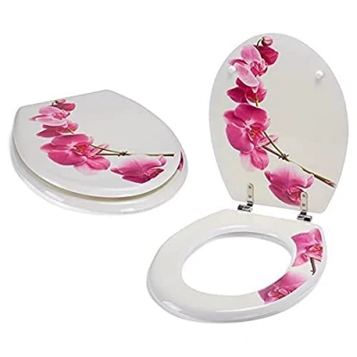 Afbeelding van MSV Lanyu White® WC bril toiletdeksel MDF houten kern scharnieren van roestvrij staal hoogwaardige en stabiele kwaliteit