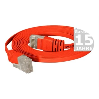 Image de Tecline Cordon de raccordement RJ 45 (M) pour 15 m UTP CAT 6 moulé, plat rouge