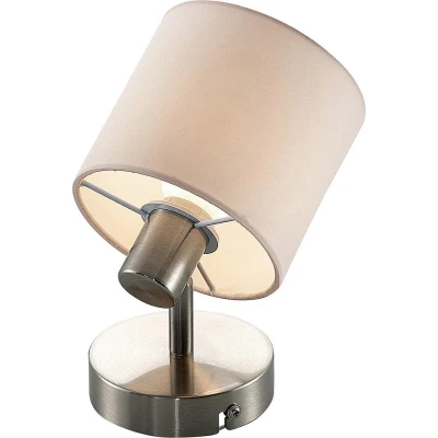 Afbeelding van Lindby Wandlamp 1licht ijzer, textiel H: 17.6 cm E14 mat nikkel, wit