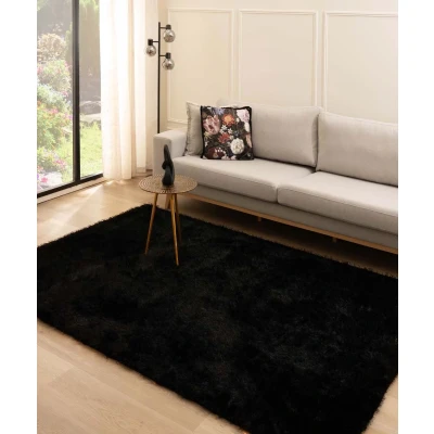 Afbeelding van Hoogpolig Vloerkleed Velvet Posh Zwart 200x300 Cm