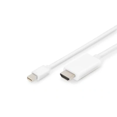 Image de ASSMANN Câble adaptateur Mini DisplayPort mâle pour HDMI 2 m triple blindage blanc moulé, support 4K