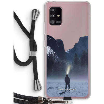 Afbeelding van Case Company® hoesje met Koord geschikt voor Samsung Galaxy A51 5G Wanderlust Telefoonhoesje Zwart Bescherming aan alle Kanten en Over de Schermrand
