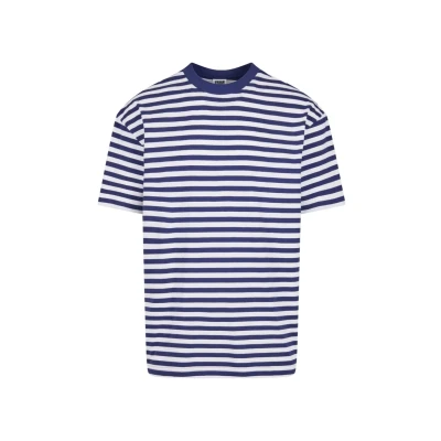Afbeelding van Urban Classics Regular Stripe Tshirt print, Heren, Maat: XXL, White darkblue
