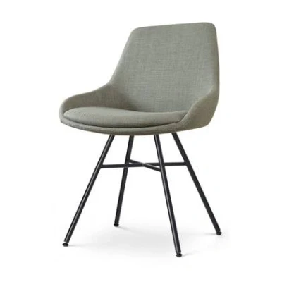 Afbeelding van Nolon Noa Isa Eetkamerstoel Groen Stof Zwart Onderstel Design Scandinavisch Comfortabel