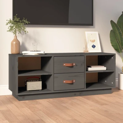 Afbeelding van Tv meubel 100x34x40 cm massief grenenhout grijs