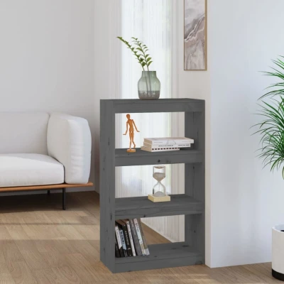 Afbeelding van Boekenkast/kamerscherm 60x30x103,5 cm massief grenenhout grijs