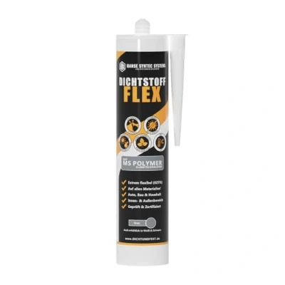 Afbeelding van HSS FLEX afdichting, siliconenvrij, MS polymeer, voor binnen en buiten, alle materialen, uv weerbestendig, 625% elasticiteit, afdichting caravans (grijs, 290 ml)