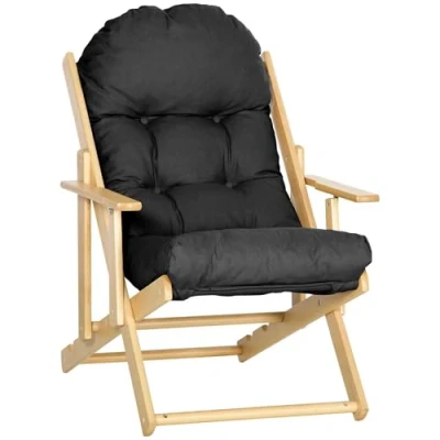 Afbeelding van HOMCOM Accentstoel Rubberwood 71x89x96cm Zwart