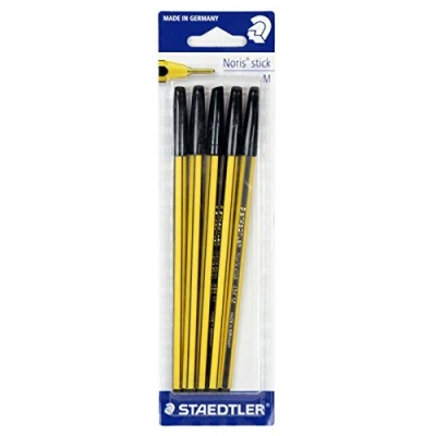 Afbeelding van Staedtler Noris Stick balpen, zwart, 5 stuks