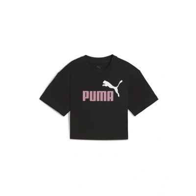 Afbeelding van Essentials 2 kleuren No. 1 PUMA logo cropped T shirt voor Dames, Roze/Zwart, Maat 9 10Y