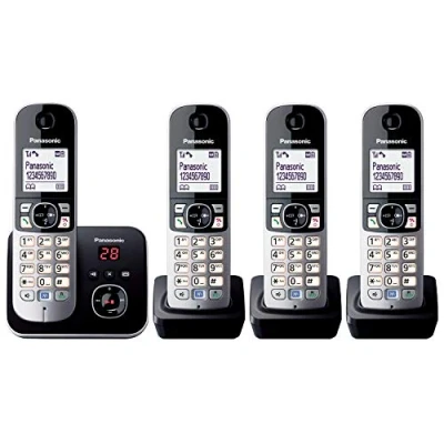 Image de Panasonic KX TG6824 téléphone sans fil système de répondeur avec ID d&#039;appelant + 3 combinés supplémentaires