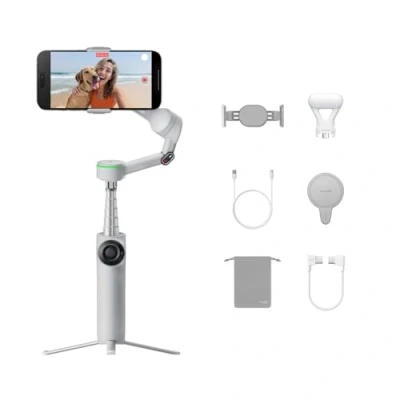 Afbeelding van Insta360 Flow 2 Pro Creator Bundle Grijs Opvouwbare gimbal voor AI telefoon, Apple dockset, 360 panoramische tracking, vrije kantelmodus, geïntegreerd selfie statief/stick, stabilisator