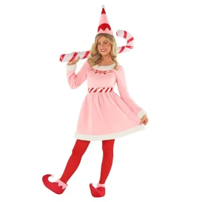 Afbeelding van Morph Roze kerst elf kostuum dames XL