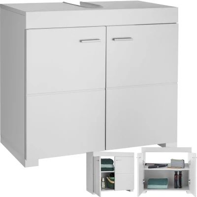 Afbeelding van tectake® onderkast voor wastafel wastafelonderkast 2 ruime vakken, Spaanplaat en MDF plaat, 60 x 35 56 cm