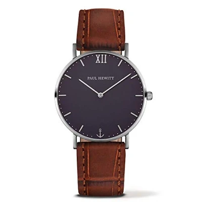 Afbeelding van Paul Hewitt Volwassen analoog kwarts polshorloge met lederen band PH SA SM B 14M, armband