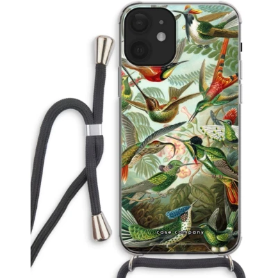 Afbeelding van Case Company® hoesje met Koord geschikt voor iPhone 12 Haeckel Trochilidae Telefoonhoesje Zwart Extra Bescherming aan alle Kanten en Over de Schermrand