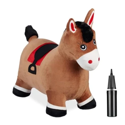 Afbeelding van Relaxdays skippy paard dier opblaasbaar met hoes en pomp tot 50 kg