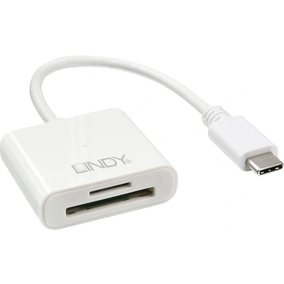 Afbeelding van LINDY 43185 Externe geheugenkaartlezer Micro SD, USB C 3.2 (Gen 1) Wit