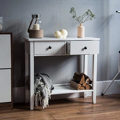 Afbeelding van Vida Designs Windsor Consoletafel met onderplank, woonkamerkast, hal (2 laden, wit)