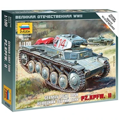 Afbeelding van 1:100 Zvezda 6102 German Light Tank Pz.Kp.fw II Panzer Plastic Modelbouwpakket