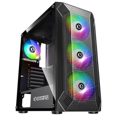 Afbeelding van EMPIRE GAMING Ruby PC behuizing Gamer ARGB Medium Tower Mesh Front &amp; Acrylglas Zijwand 4 RGB Ventilatoren