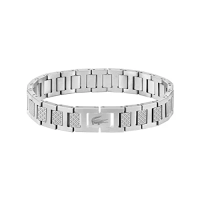 Image de Lacoste Bracelet à Maillons pour Homme Collection METROPOLE en Acier Inoxydable Embelli avec Motif Petit Piqué 2040117
